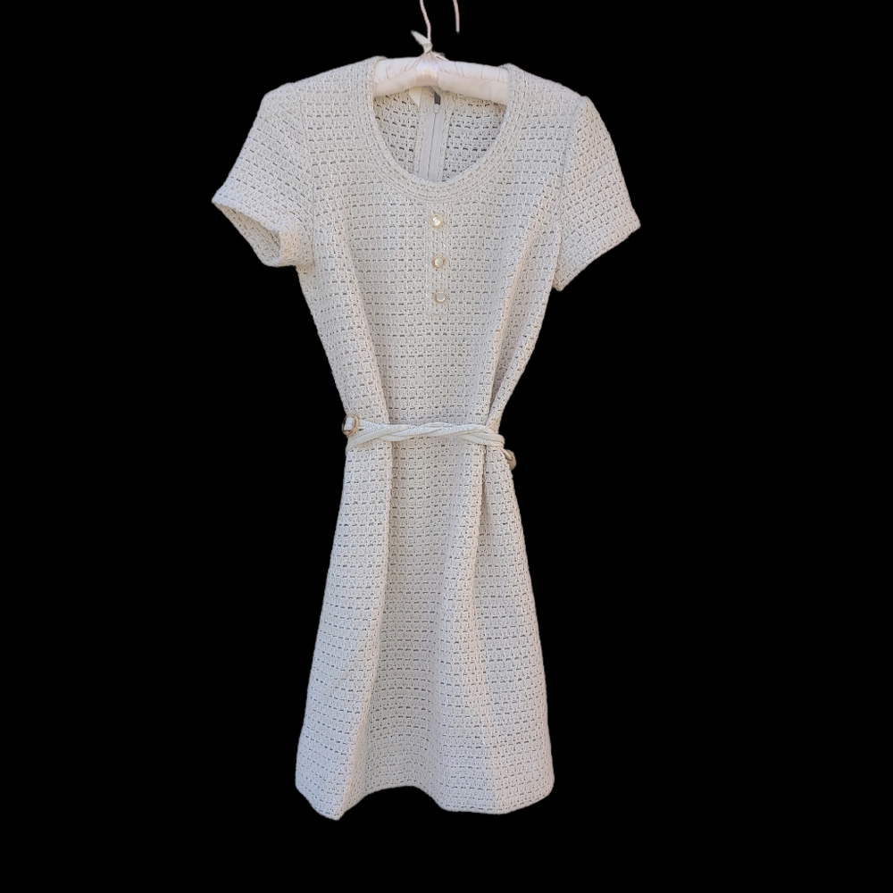 I.MAGNIN Vintage Crochet Belted Shift Dress
